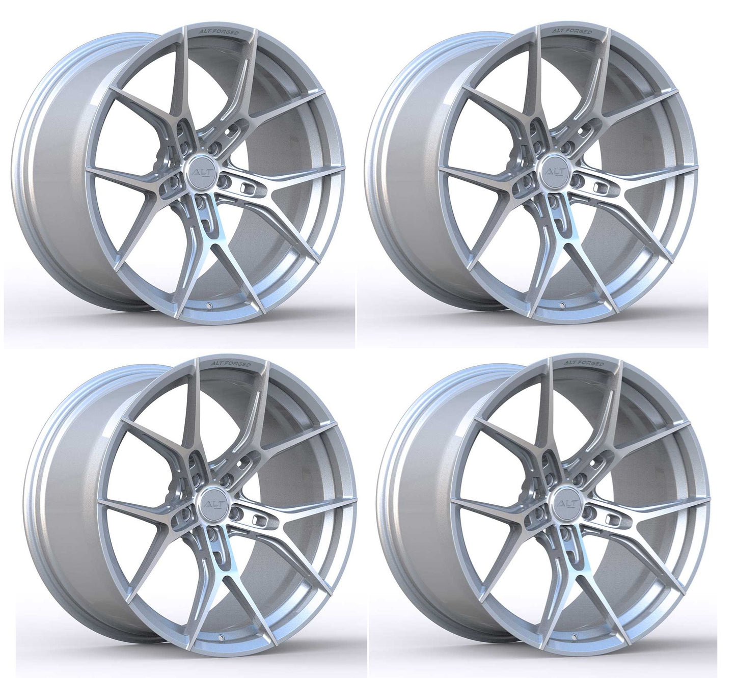 C8 Corvette Wheels: ALT Mach Rotary Forged - Silver w/ Machine Face (Set)