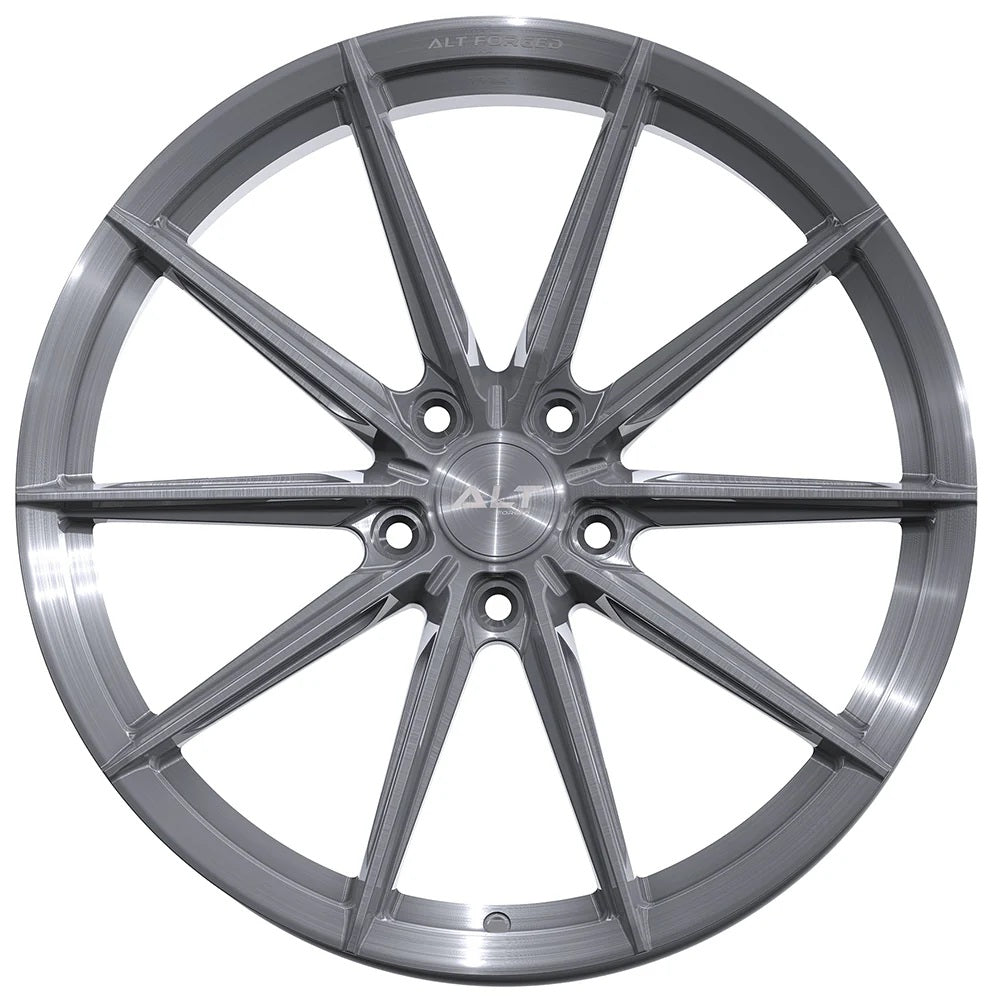 C6 Corvette Wheels – ALT6 Forged Brushed Titanium (front view)