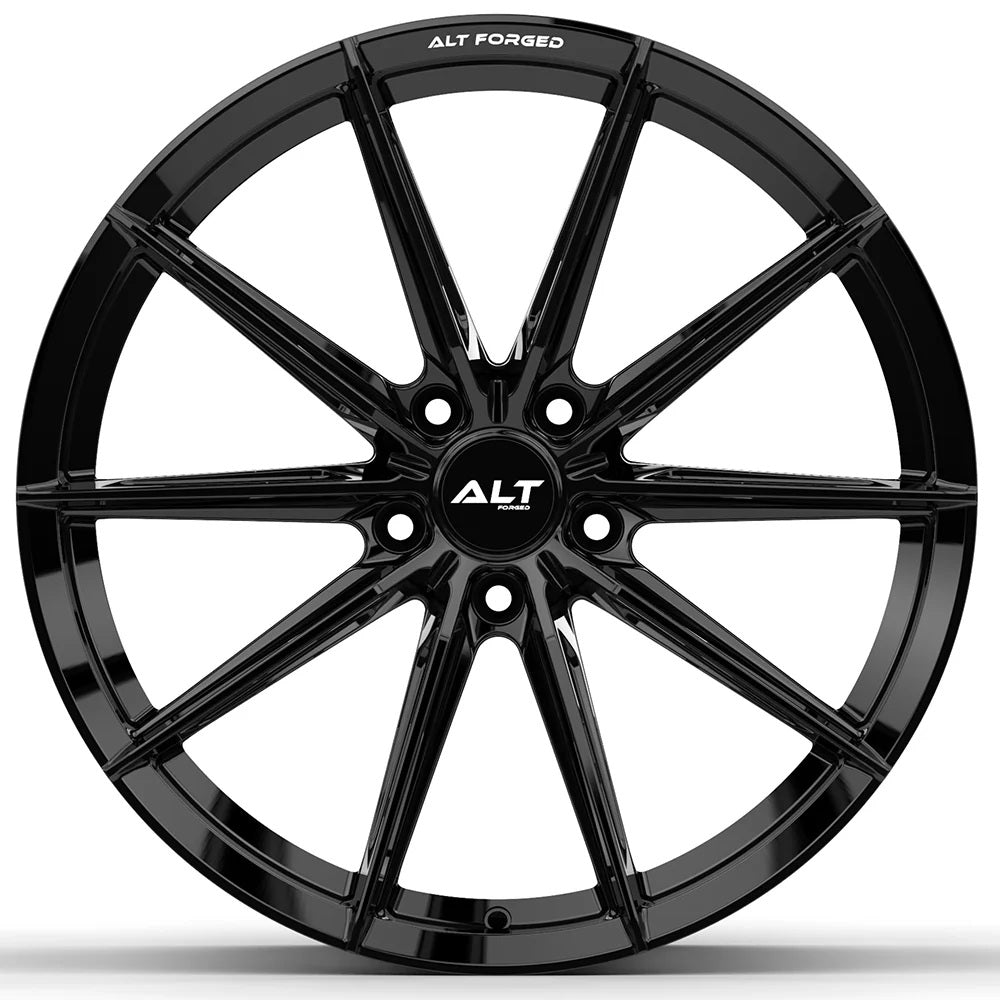 C6 Corvette Wheel – ALT6 Forged Gloss Black (front view)
