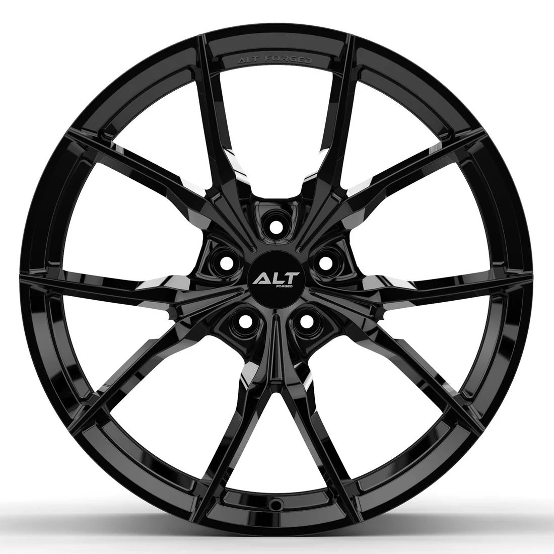 ALT7 Forged Gloss Black wheel for C6 Corvette (front view)