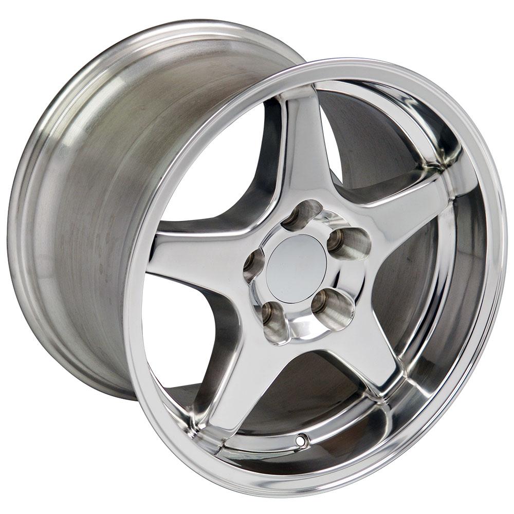 C4 Corvette ZR1 Replica Wheel 17x11" - Chrome (angle view)