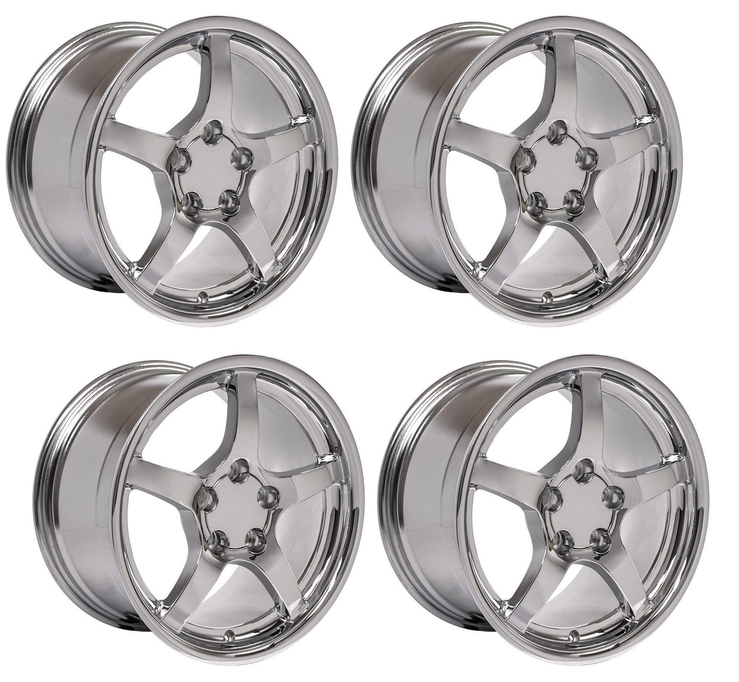 C5 Corvette Five-Spoke Deep Dish Wheels - Chrome (Set)