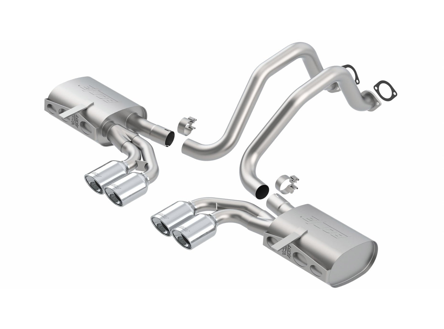 C5 Corvette LS1/LS6 Exhaust System: Borla Cat-Back w/ Dual Split 3.5" Polished Angle Cut Tips - S-TYPE II Sound Level