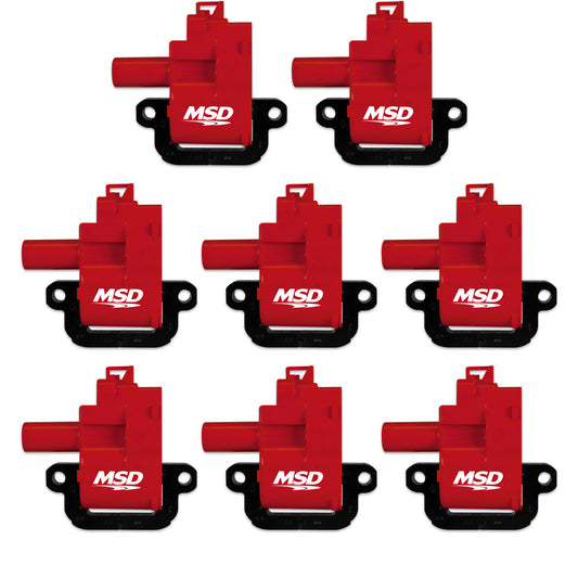 C5 Corvette MSD Blaster Ignition Coils 8 Pack - Red