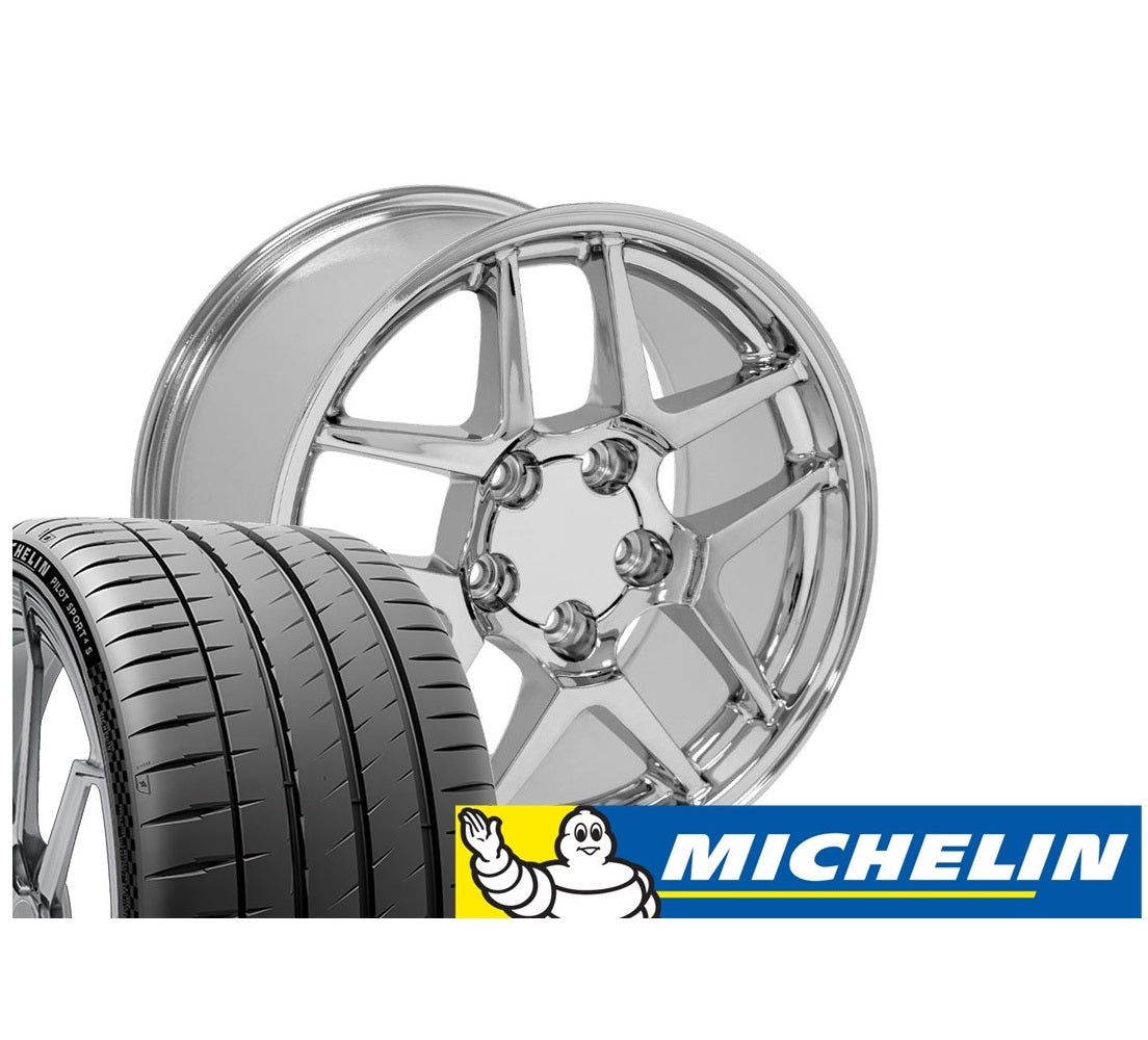 C5 Z06 Corvette Wheel & Tire Package – Chrome Set for C4 (1988-1996)