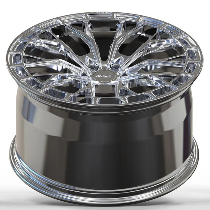 Chrome C6-C7 Corvette Wheels: ALT RSL-10 FORGED wheels concave view.