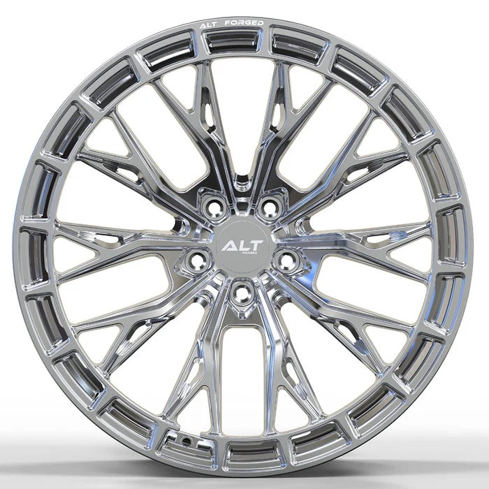 Chrome C6-C7 Corvette Wheels: ALT RSL-10 FORGED wheels front view