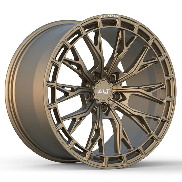 Bronze forged alloy wheel for C6-C7 Corvettes with 'ALT RSL-10' branding on a white background