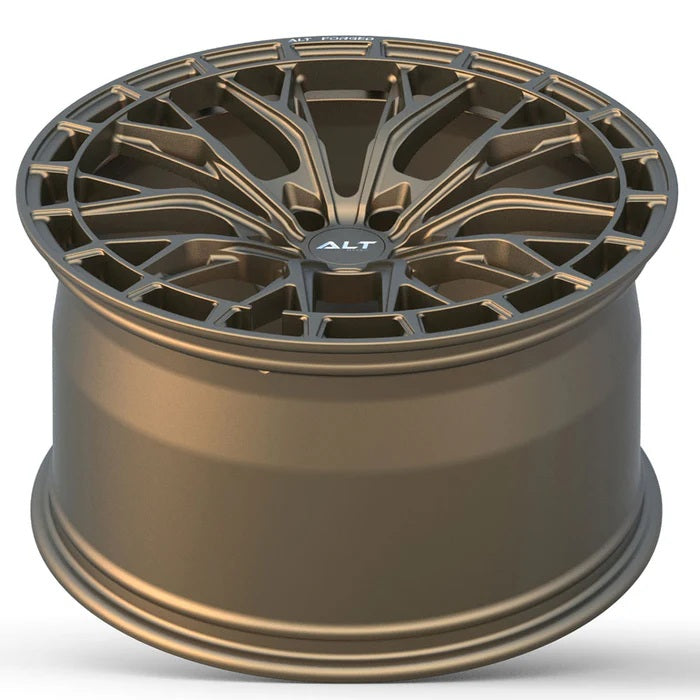 Bronze forged alloy wheel for C6-C7 Corvettes with 'ALT RSL-10' branding concave view
