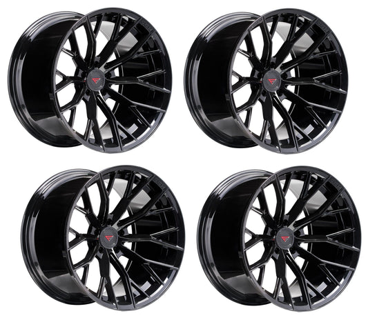 C6-C7 Corvette Wheels: Ferrada Forge-8 FR9 - Obsidian Black (Set)