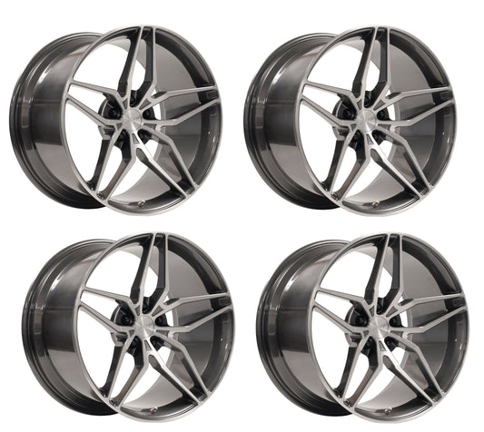 C6-C7 Corvette Wheels: Forgeline EX1 - Graphite w/ Brushed face (Set)