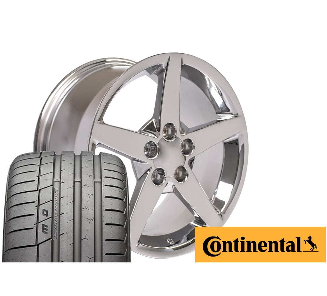 C6 Corvette 5-Spoke Replica Wheel/Tire Combo - Chrome