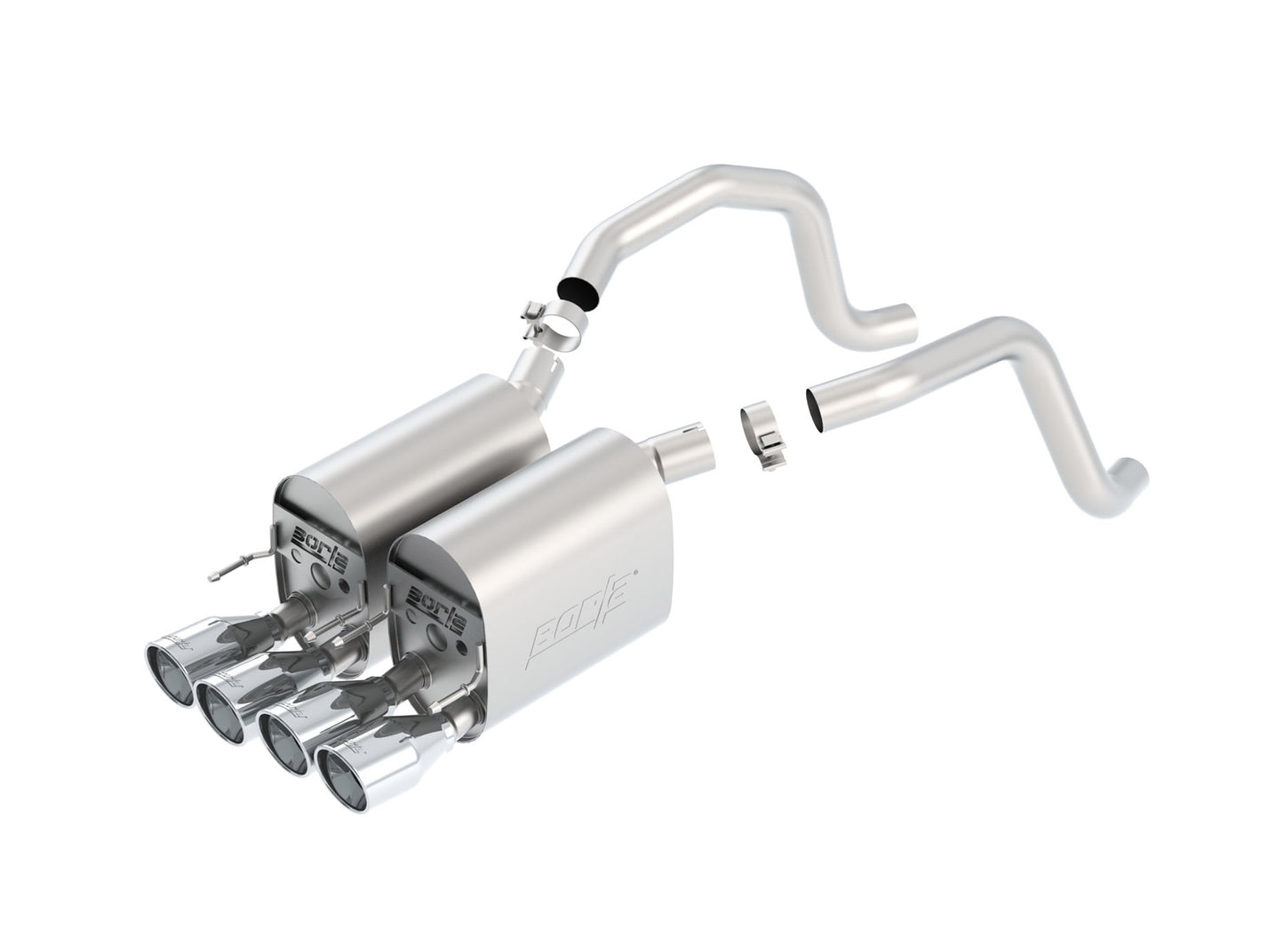 C6 Corvette LS2/LS3 Exhaust System: Borla Axle-Back w/ Dual Split 4.0" Polished Angle Cut Tips -  TOURING Sound Level