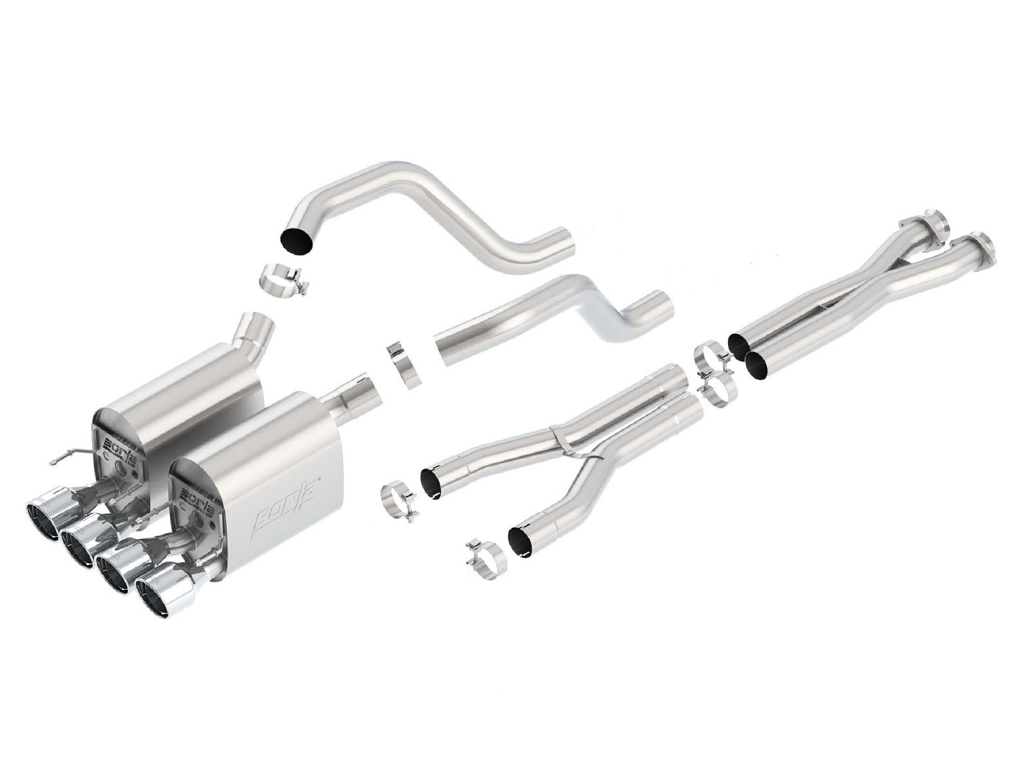 C6 Corvette LS2/LS3 Exhaust System: Borla Cat-Back w/ Dual Split 4.0" Polished Angle Cut Tips - S-TYPE II Sound Level