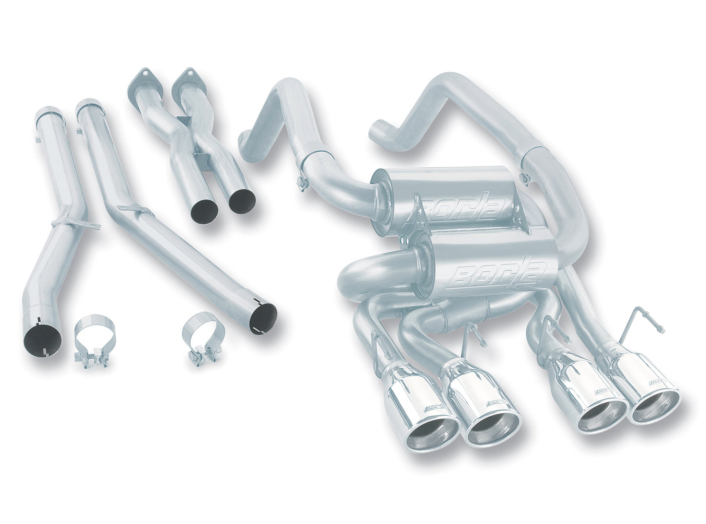 C6 Corvette LS2/LS3 Exhaust System: Borla Cat-Back w/ Dual Split 4.0" Polished Angle Cut Tips - S-Type Sound Level