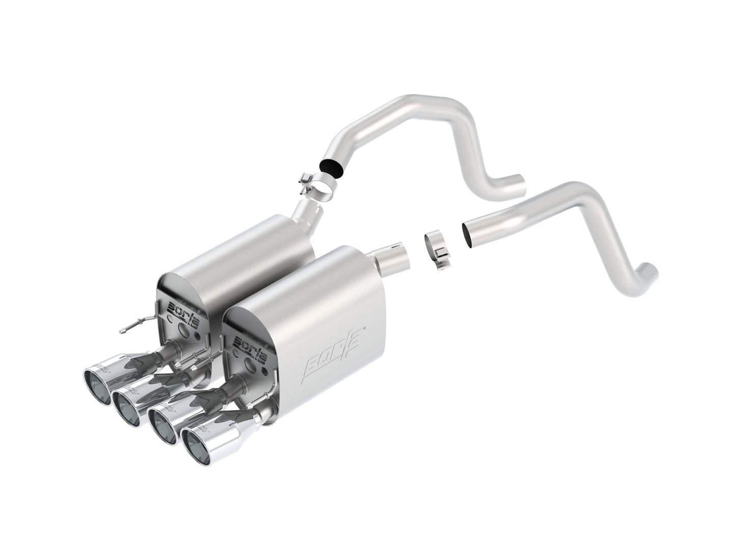 C6 Corvette LS3 Exhaust System: Borla Axle-Back w/ Dual Split 4.0" Polished Angle Cut Tips - ATAK® Sound Level