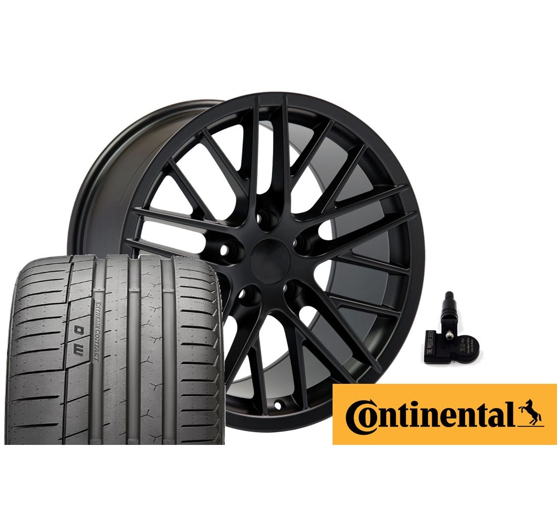 C6 Corvette ZR1 Replica Wheel & Tire Combo Package - Satin Black (C5)