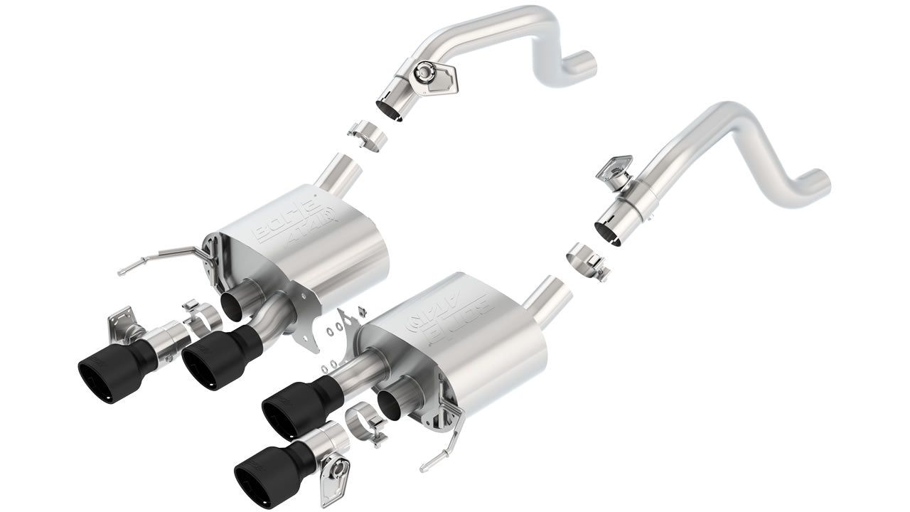 C7 Corvette Exhaust System: Borla Axle-Back AFM/NPP w/ Quad 4.25" Ceramic Black Tips - ATAK® Sound Level