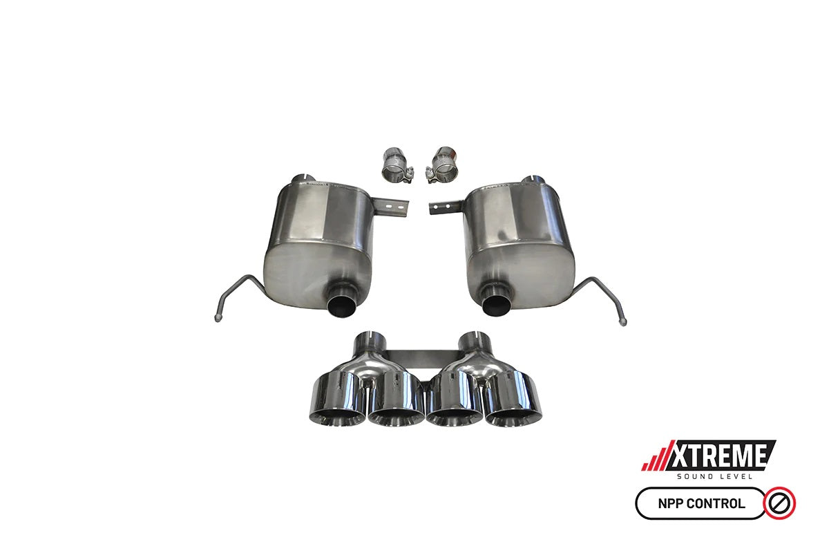 C7 Corvette Exhaust System: 2.75 in. Valve-Back XTREME Sound Level w/ Quad 4.5 in. Polished Tips | 2014-2019 Stingray & GS - Corsa Performance