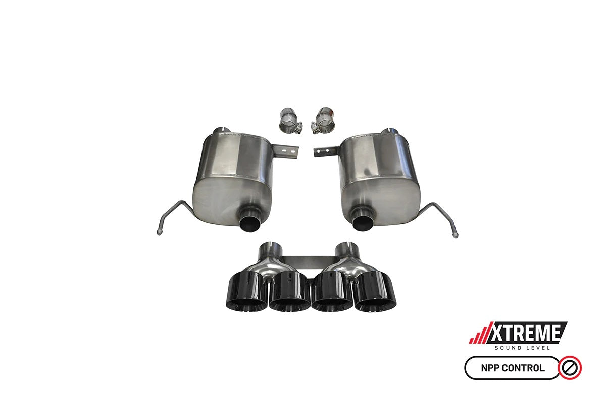 C7 Corvette Exhaust System: 2.75 in. Valve-Back XTREME Sound Level w/ Quad 4.5 in. Black Tips | 2014-2019 Stingray & GS - Corsa Performance