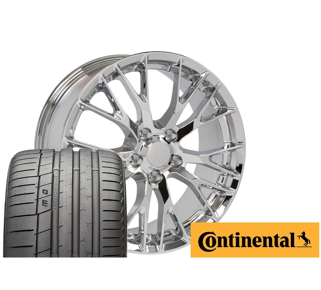 C7 Corvette Z06 Chrome Replica Wheel & Tire Package for C4