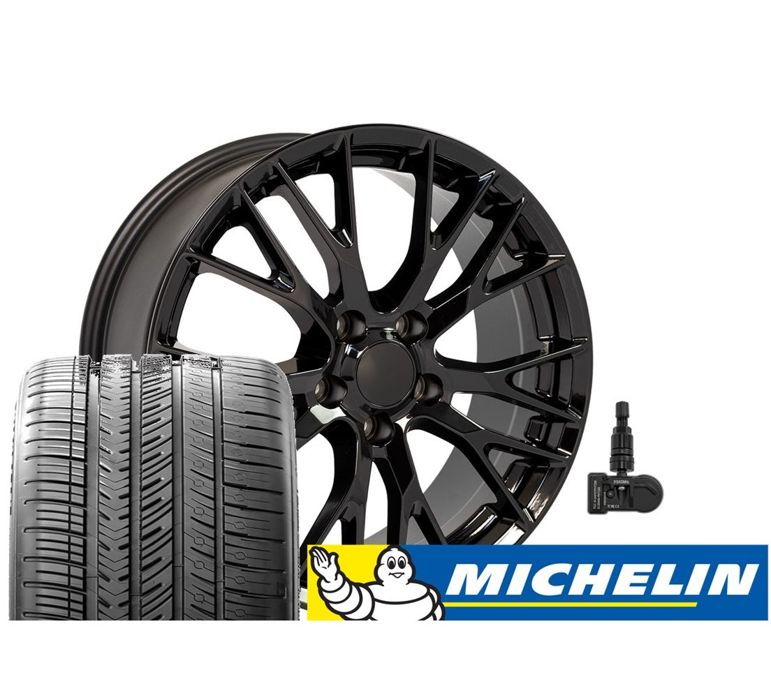 C7 Corvette Z06 Gloss Black Replica Wheel & Tire Package