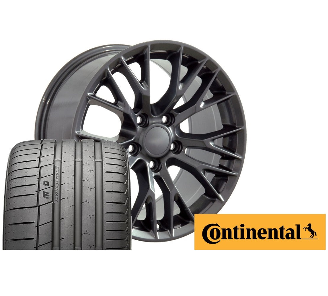 C7 Corvette Z06 Gloss Gunmetal Replica Wheel & Tire Package for C4 Corvette