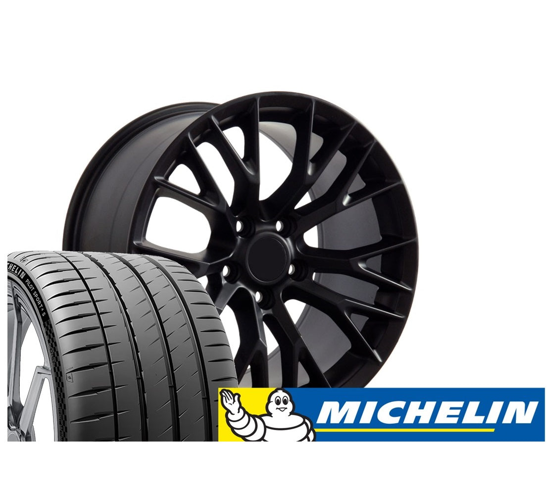 C7 Corvette Z06 Replica Wheel/Tire Combo - Satin Black (Set)