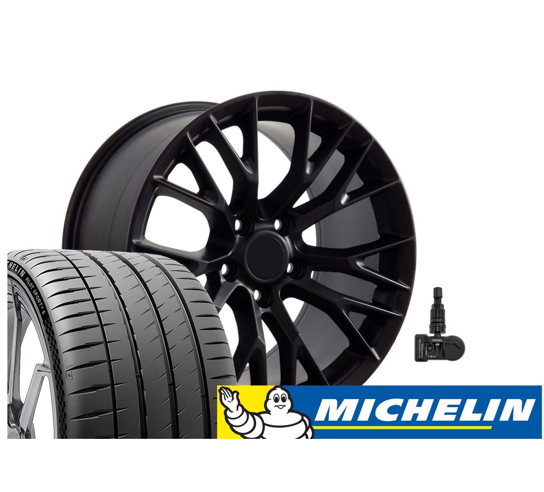 C7 Corvette Z06 Replica Wheel/Tire Combo - Satin Black (Set)