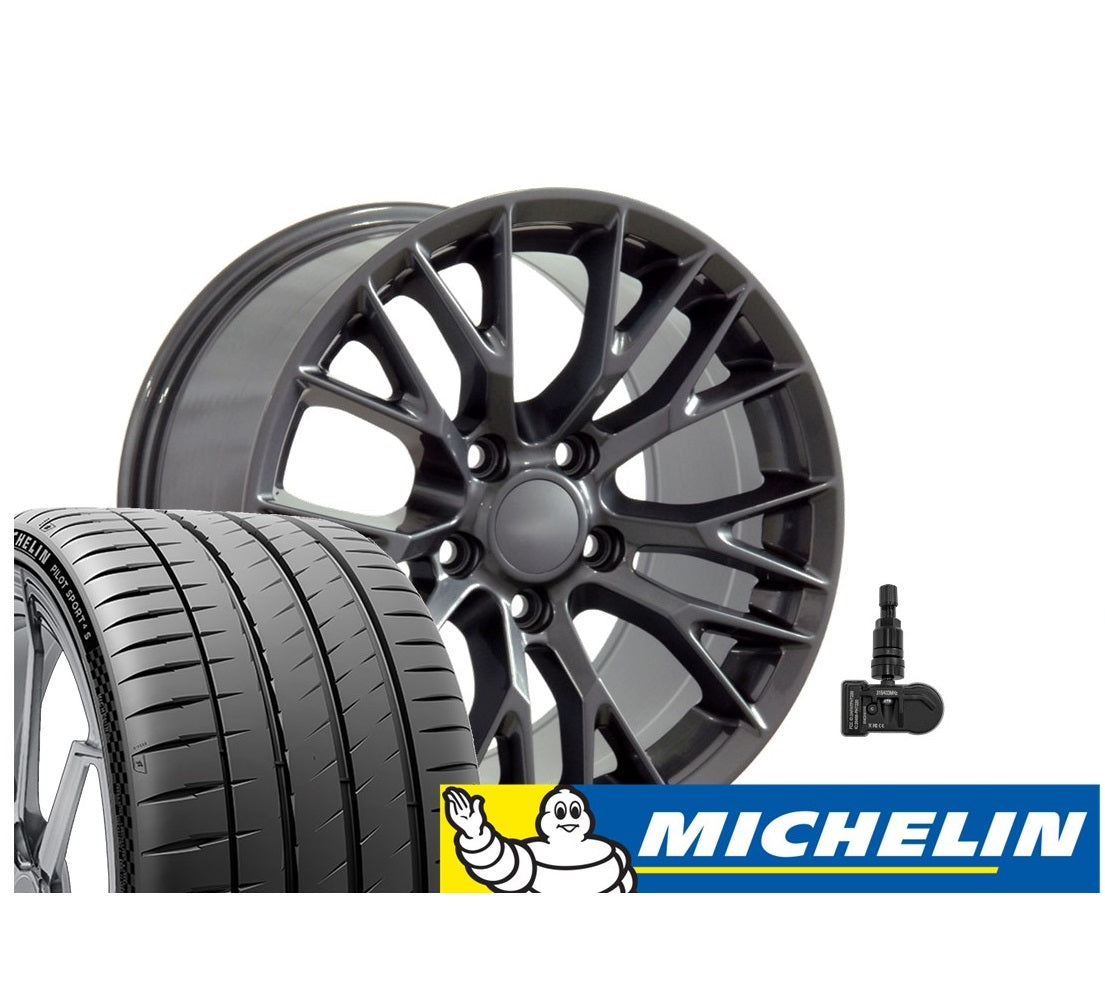 C7 Corvette Z06 Replica Wheel/Tire Combo - Gunmetal (Set)