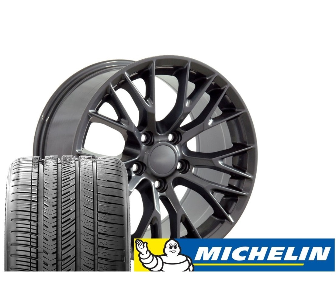 C7 Corvette Z06 Replica Wheel & Tire Package for C4 - Gloss Gunmetal