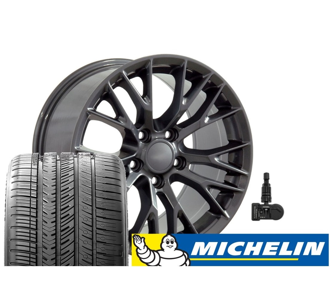 C7 Corvette Z06 Replica Wheel & Tire Package - Gloss Gunmetal
