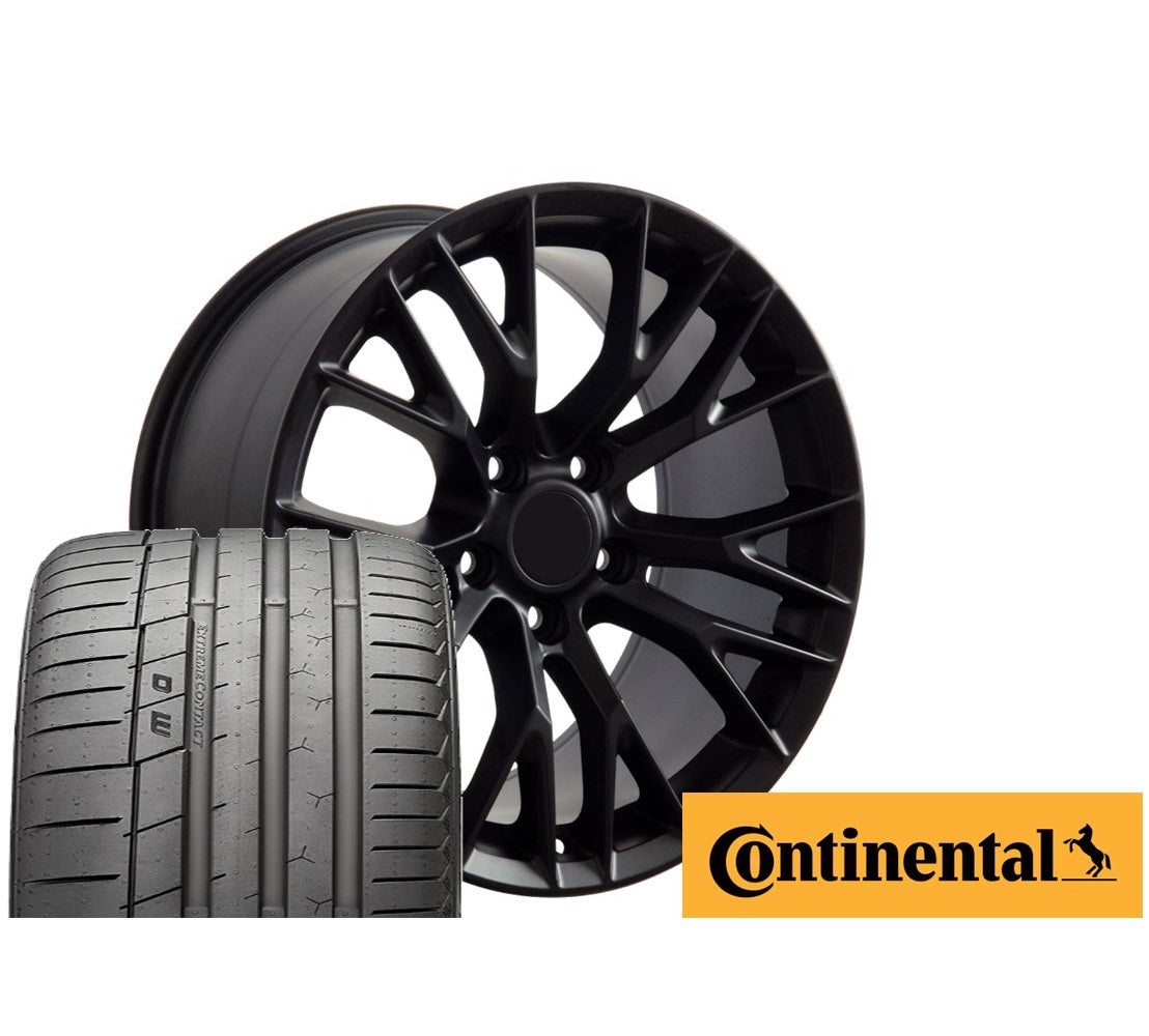 C7 Corvette Z06 Replica Wheel and Tire Combo Sets - Satin Black (C4)