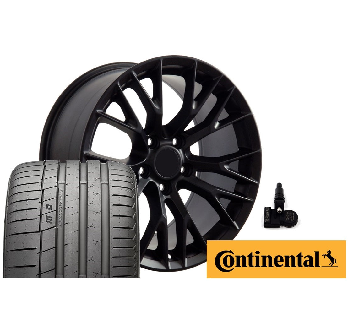 C7 Corvette Z06 Satin Black Replica Wheel and Tire Package for C5 Corvette