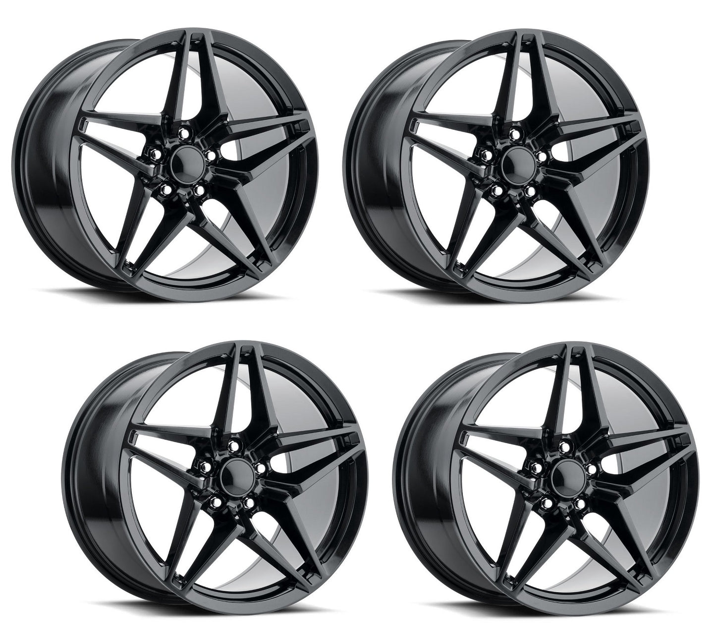 Complete Set of C7 Corvette ZR1 Reproduction Wheels - Satin Black (Set)