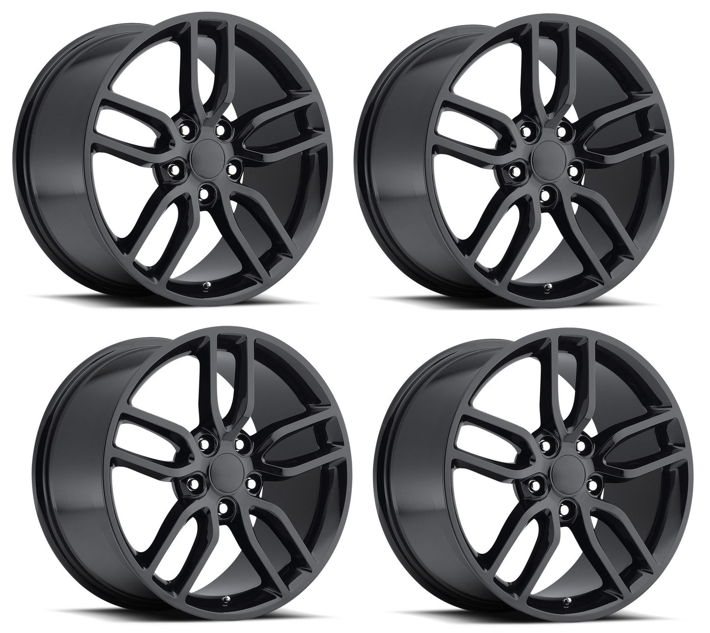 C7 Z51 Corvette Reproduction Wheels - Gloss Black Complete Set