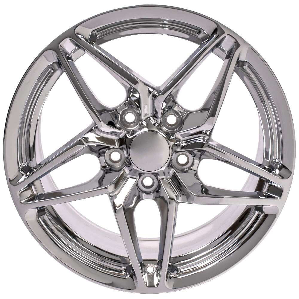 C7 ZR1 Style Corvette Replica Wheel - Chrome front view