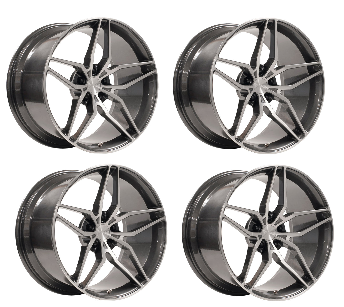 C8 Corvette Wheels: Forgeline EX1 - Graphite w/ Brushed face (Set)