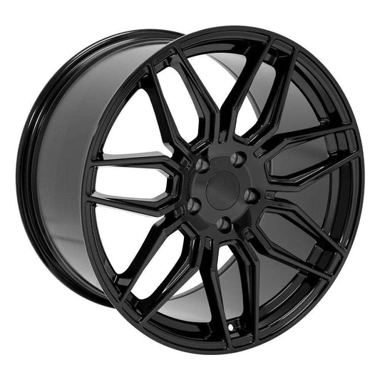 C8 Corvette Spider Replica Wheel - Gloss Black (angle view)