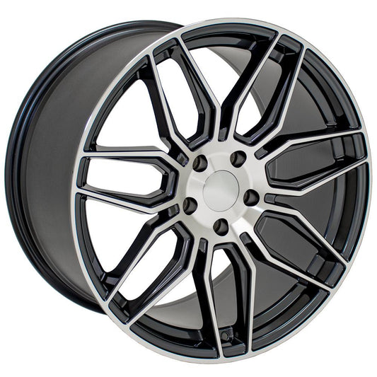 C8 Corvette Spider Replica Wheel - Gunmetal w/ Machine Face (angle view)