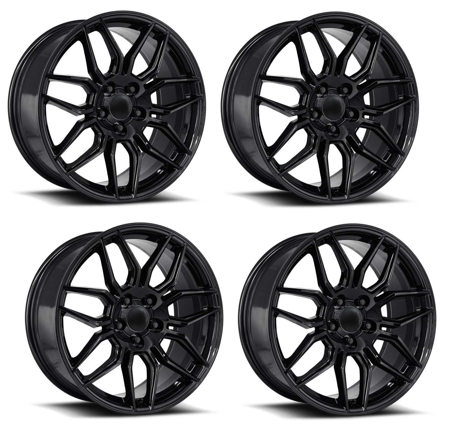 C8 Z06 Corvette Replica Wheels – Gloss Black Complete Set