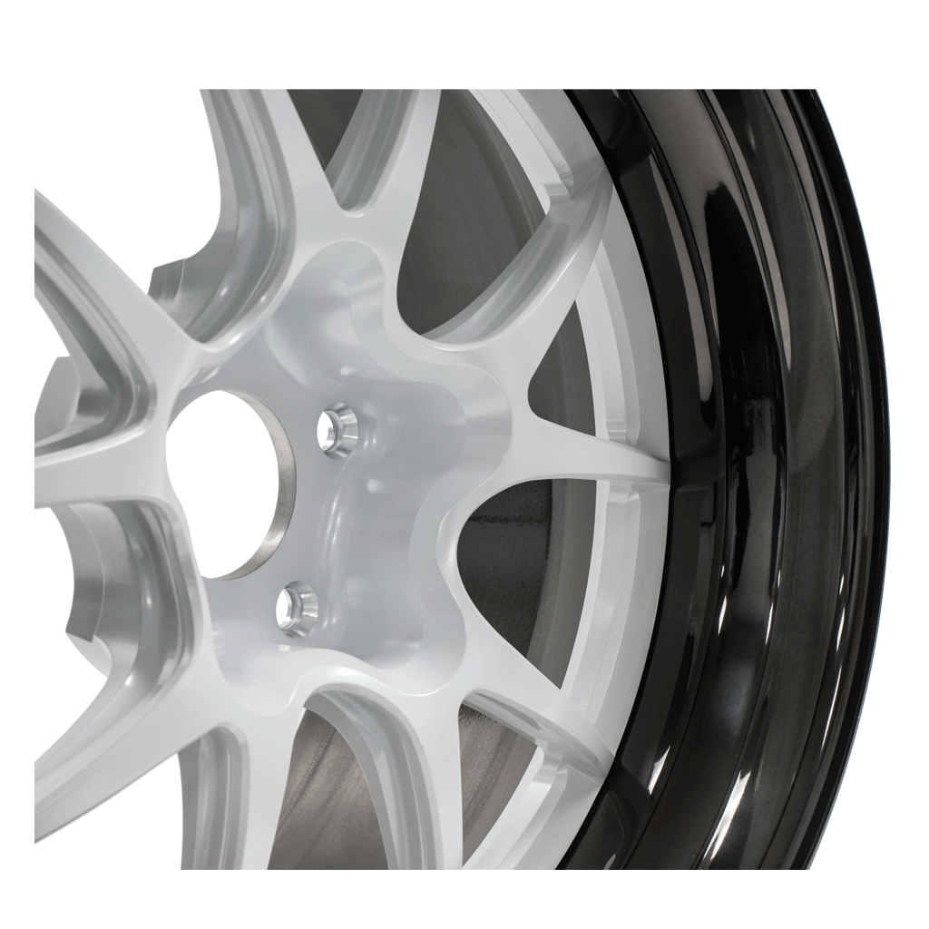 Corvette Forgeline GA3R Open Lug Wheel - Pearl White w/ Black Lip (close up)