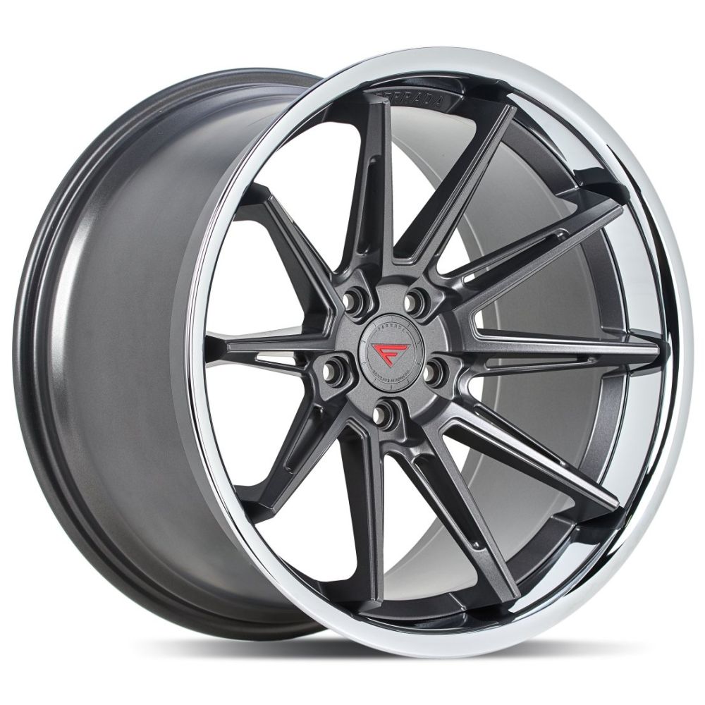 Corvette Wheels: Ferrada CM2 - Matte Graphite w/ Chrome Lip