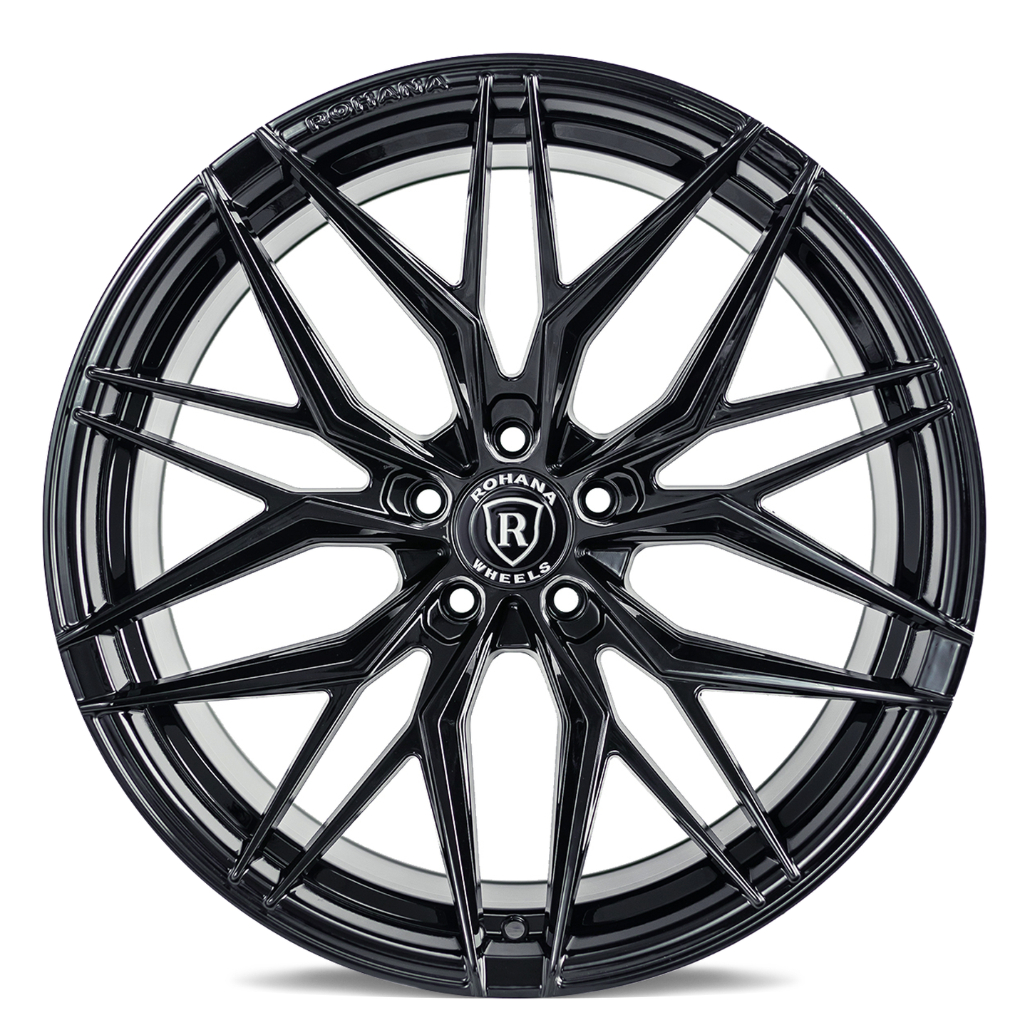 Rohana RFX17 Gloss Black Wheel for C6 Corvette (front view)