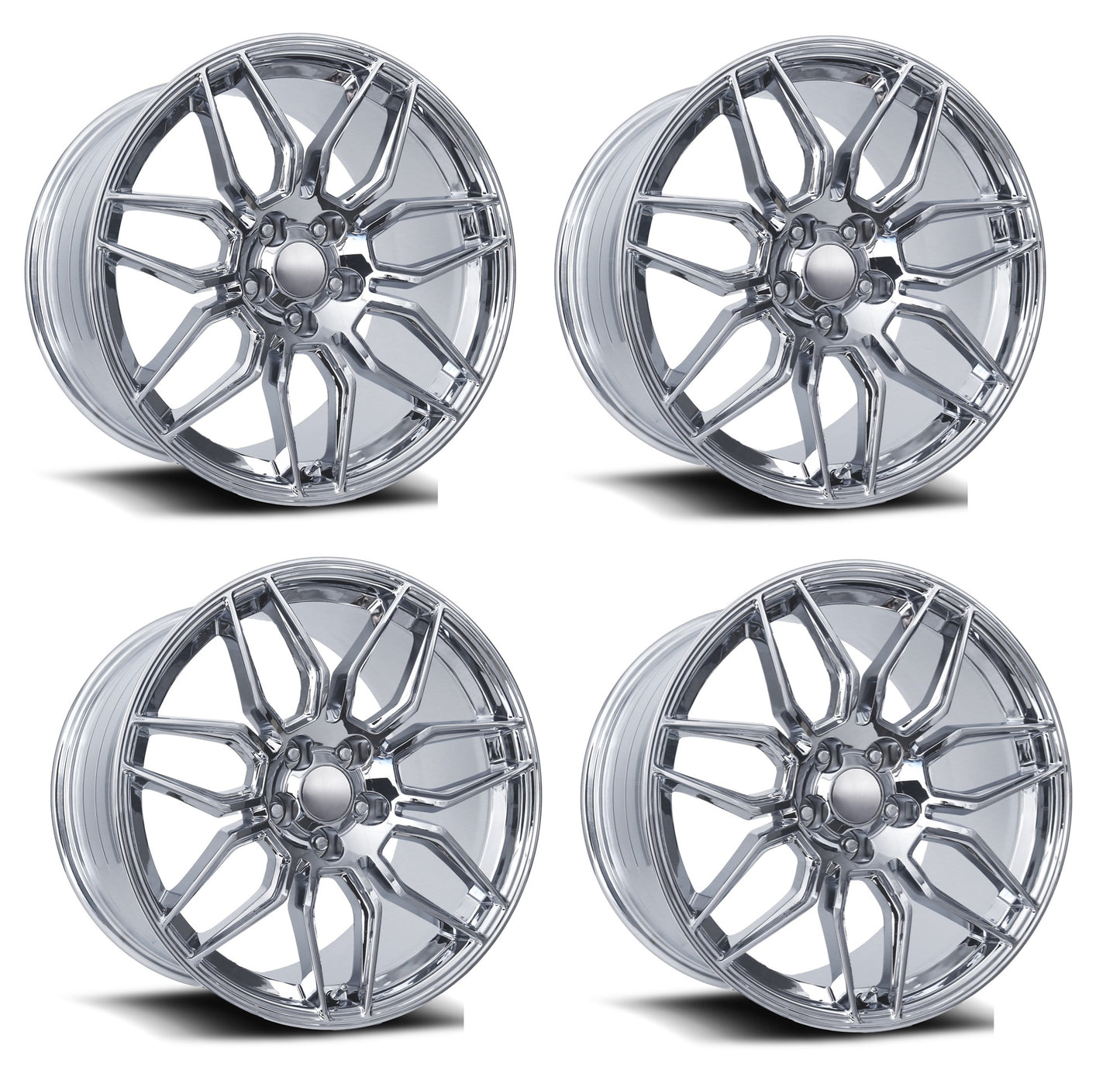 Full set of four C8 Corvette Z06 Spider chrome replica wheels
