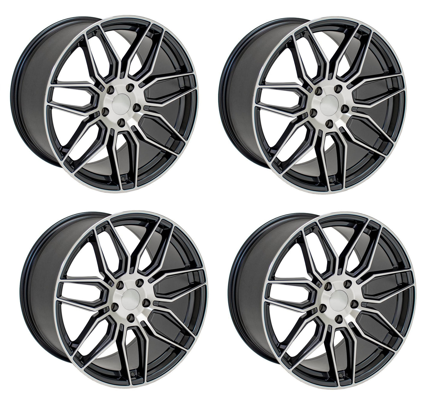 Set of Four C8 Corvette Z06 Spyder Replica Wheels - Gunmetal w/ Machine Face