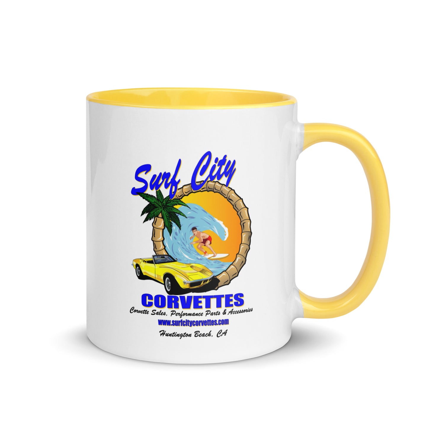 Surf City Corvettes Logo Coffee Mug - Yellow