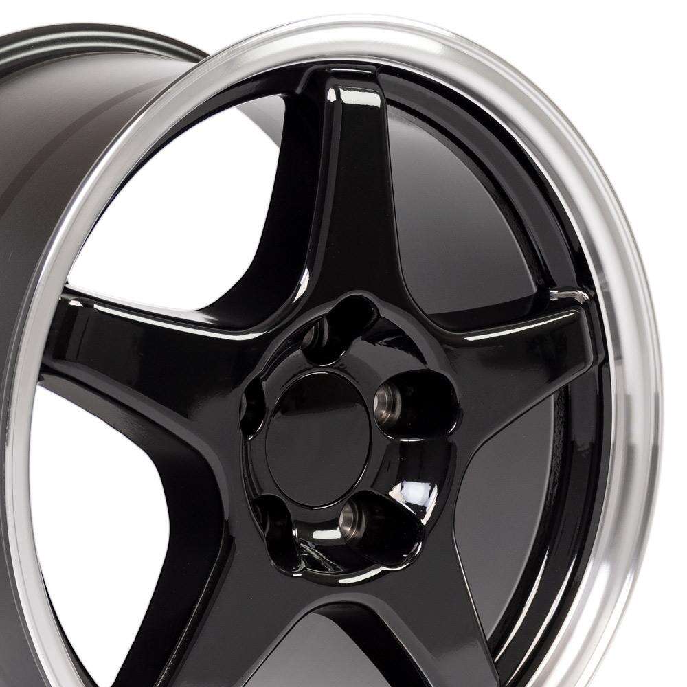 C4 Corvette ZR1/Grand Sport Replica Wheel - Gloss Black w/ Machine Lip