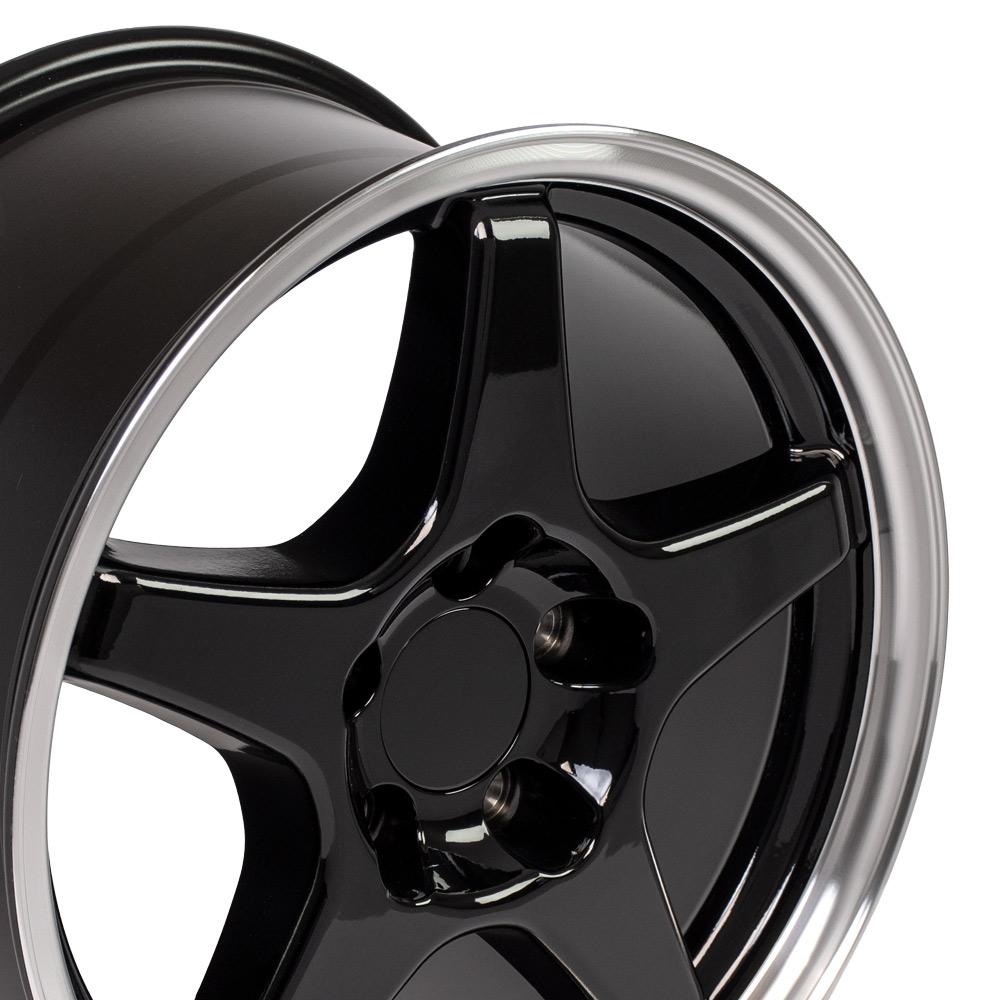 C4 Corvette ZR1/Grand Sport Replica Wheel - Gloss Black w/ Machine Lip