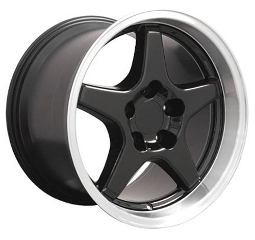 C4 Corvette ZR1/Grand Sport Replica Wheel - Gloss Black w/ Machine Lip
